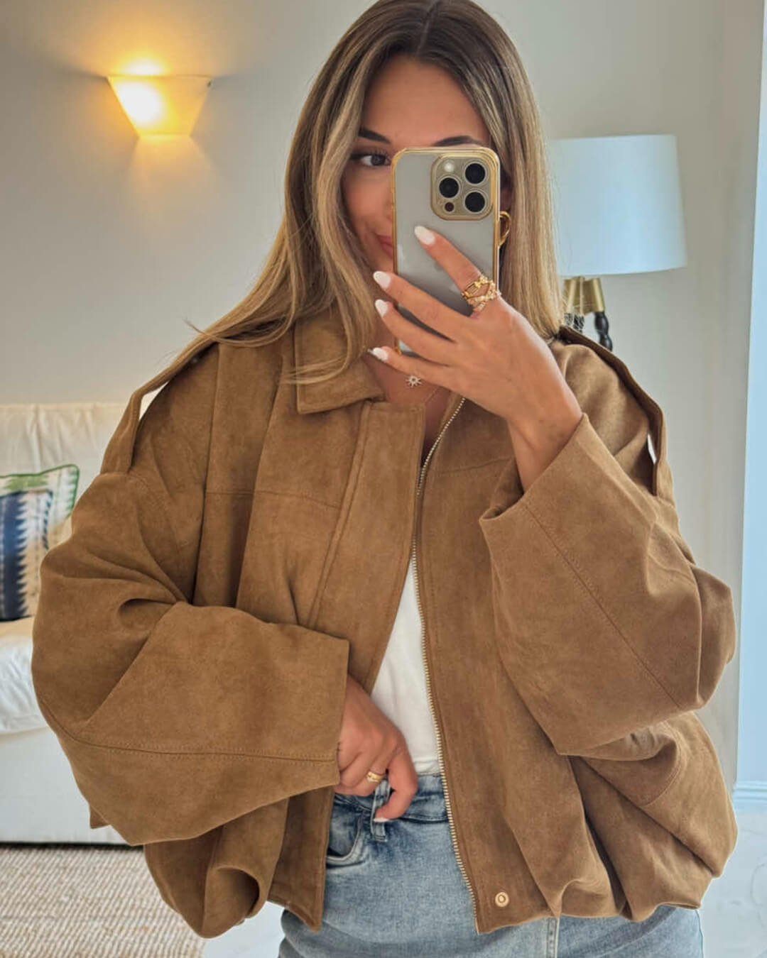 Lara Suede Bomber Jacket