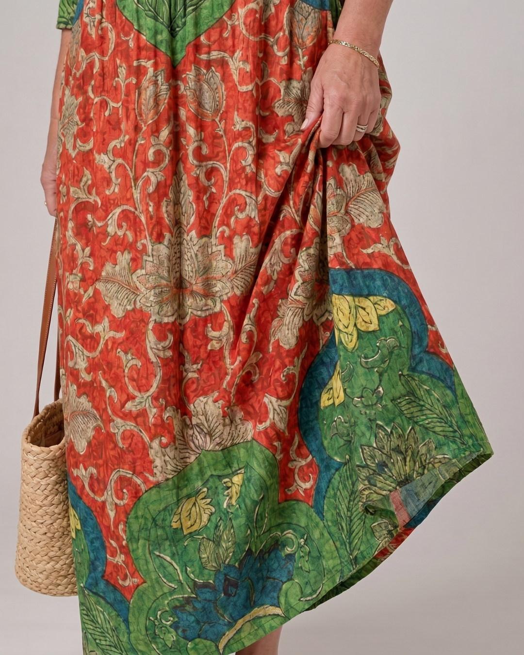 Selma | Abito midi boho con stampa vintage astratta