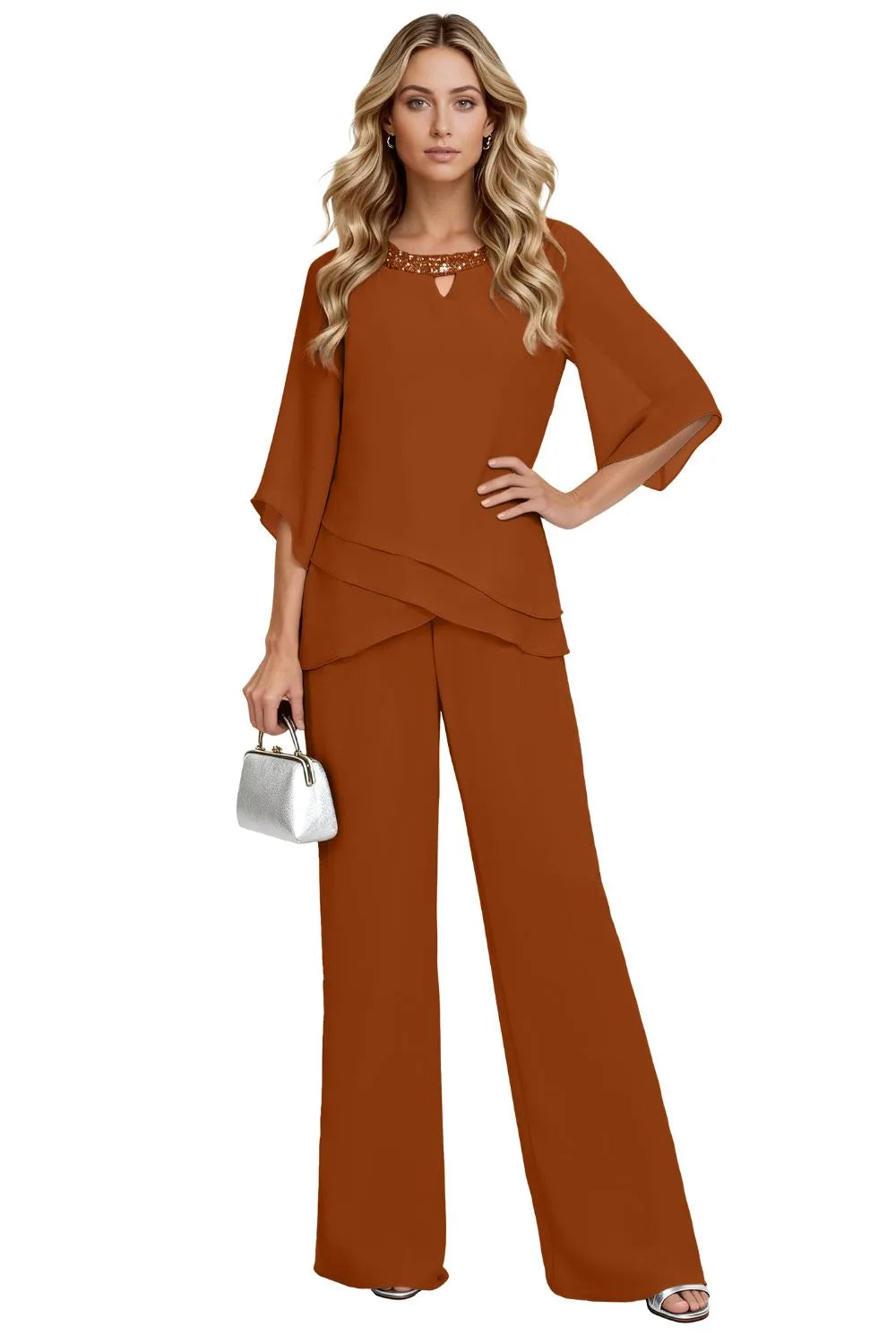Valerie™ | Elegant Layered Wide Leg Pantsuit