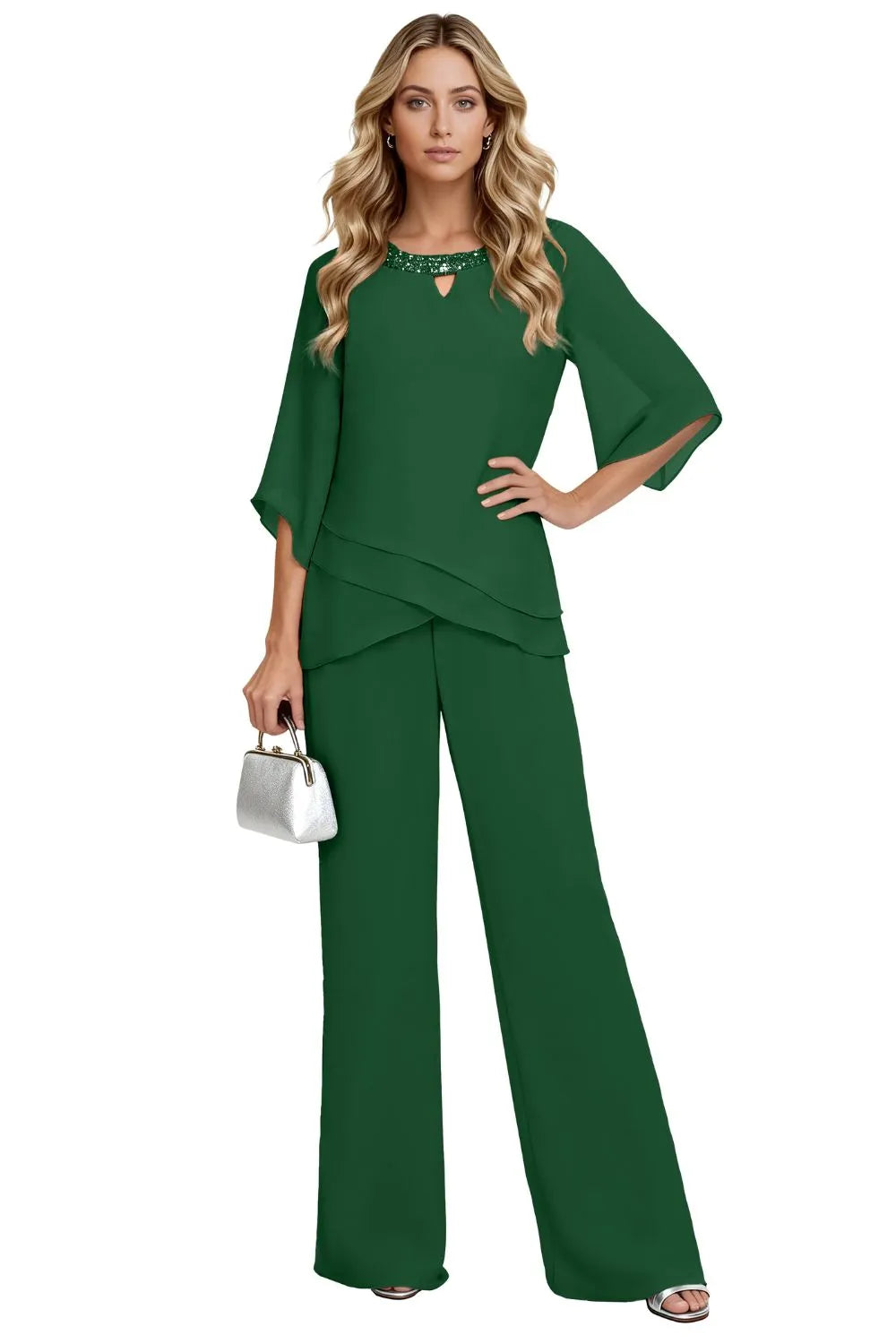 Valerie™ | Elegant Layered Wide Leg Pantsuit