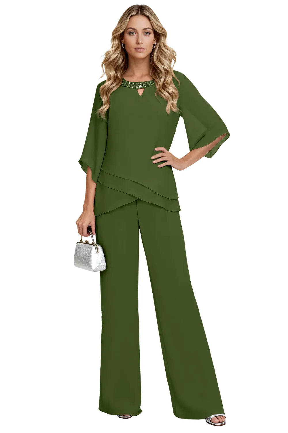 Valerie™ | Elegant Layered Wide Leg Pantsuit