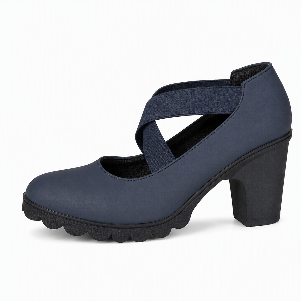 Lola | Women's Platform Shoes with Round Toe, Cross Strap, and Chunky Heel