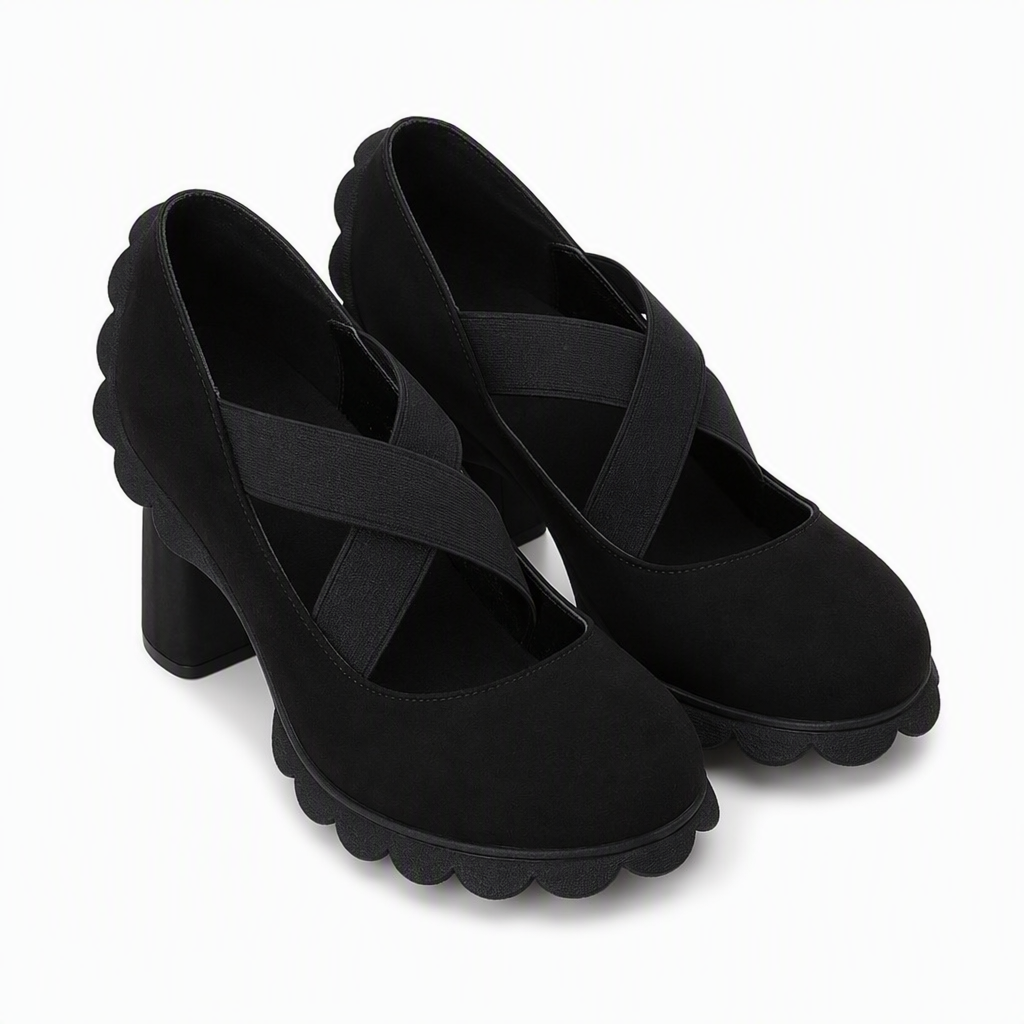 Lola | Women's Platform Shoes with Round Toe, Cross Strap, and Chunky Heel