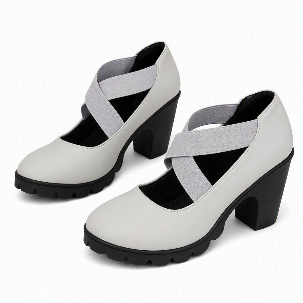 Lola | Women's Platform Shoes with Round Toe, Cross Strap, and Chunky Heel